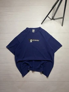 Vintage Rare Stussy Number 1 Big Logo faded USA y2k t shirt Blue Colour XL Size - Bild 1 von 13