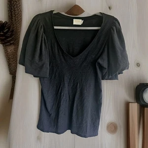 Nation LTD Womens Puffy Sleeves Tee Shirt Black Cotton Size Medium - Picture 1 of 6