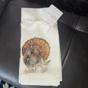Pottery barn holiday Turkey Christmas party gift Napkin bird Thanksgiving SET 4 - Picture 1 of 6