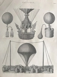 1870 Antique Print; Hot Air Balloons - Picture 1 of 2