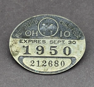 Prendedor insignia vintage OH 10 chófer registrado 1950 212260 - Imagen 1 de 3