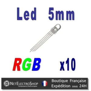 10x LED RGB 5mm Rouge, Vert, Bleu Cathode commune - Picture 1 of 1