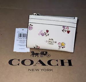NWT COACH Mini Skinny ID Card Case Wallet & Keychain CW967 w Heart Print - Picture 1 of 4