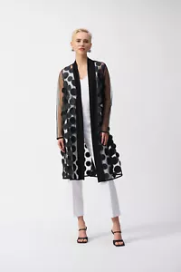 Joseph Ribkoff Black Long Line 3D Dot Mesh Jacket 251209 Size 14 RRP £299.00 - Picture 1 of 5