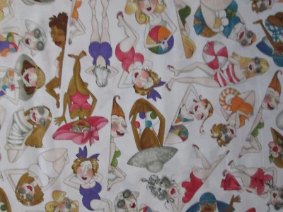 BEACH LADIES EVERONE IS BEAUTIFUL LORALIE WHITE COTTON FABRIC FQ OOP - image 1 of 4