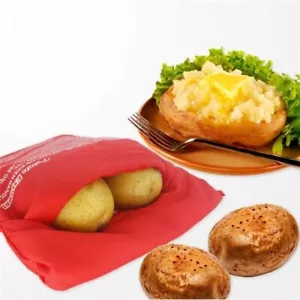 Red Microwave Potato Baking Bag - Reusable Cooking Tool - Picture 1 of 11