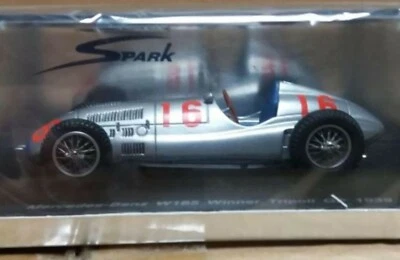 WOW EXTREMELY RARE Mercedes 1939 W165 Lang Winner GP Tripolis Resin 1:43 Spark - Image 1 of 2