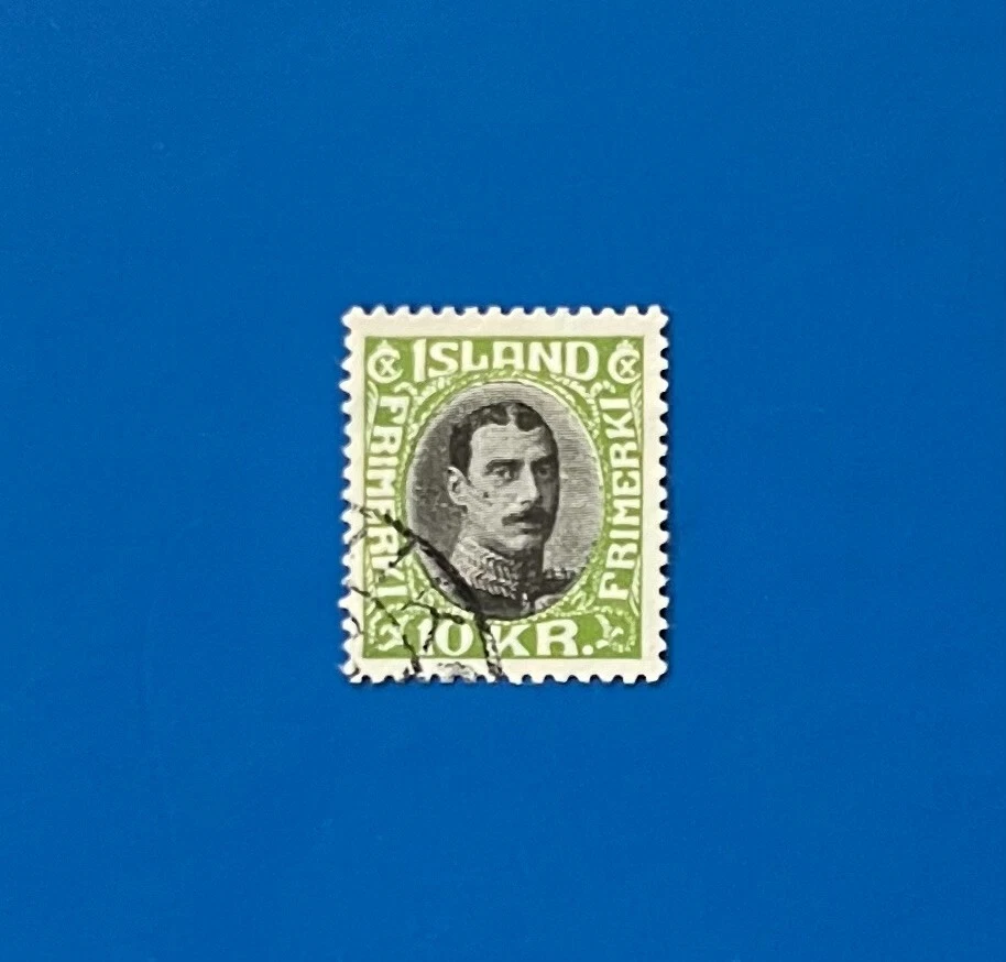 Islandia 1931 10 coronas negro/verde rey Christian X usado en muy buen estado Foto 1 de 1