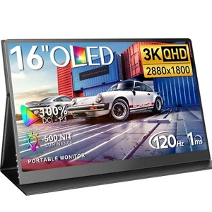 16” OLED 120Hz Gaming Monitor 2880x1800 100%DCI-P3 Portable Monitor for Laptop - Picture 1 of 8
