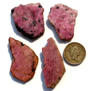 4 Pcs Burma Natural Corundum Ruby 34mm-49mm Untreated Rough Loose Gemstones Lot - Picture 1 of 14