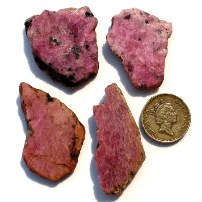 4 Pcs Burma Natural Corundum Ruby 34mm-49mm Untreated Rough Loose Gemstones Lot - Image 1 of 4