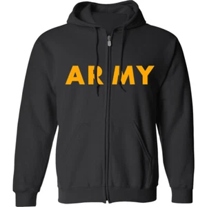 Sudadera con Capucha Cremallera Completa Negra ARMY con Estampado Dorado - Adulto Pequeña a 4X - Imagen 1 de 1