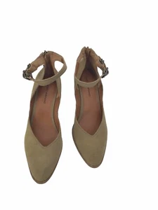 Lucky Brand Noxa Wood Block Heel Strappy Sandal Tan / Beige Leather Size 9M-40 - Picture 1 of 10
