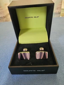 Square Mile Cufflinks With Black , Grey And Mother Of Pearl Design. - Picture 1 of 8