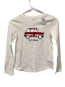 Gap Kids Unisex L (10) Flip Sequin Car Gap London Long Sleeve T-Shirt Nwt - Picture 1 of 3