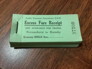 PUBLIC TRANSPORT COMMISSION NSW EXCESS FAIR RECEIPT FLIMSY PAPER TICKET BOOK - Picture 1 of 1