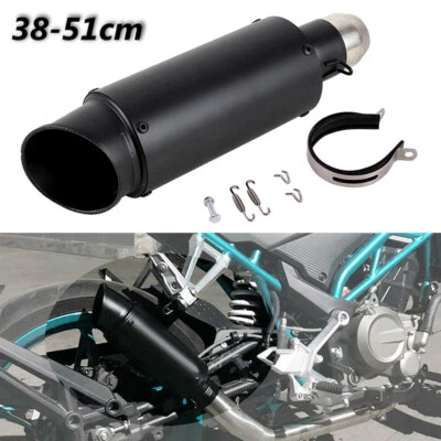 Universal Black Motorcycle Exhaust Muffler Tips Exhaust Muffler Pipe For 38-51mm Foto 1 de 4