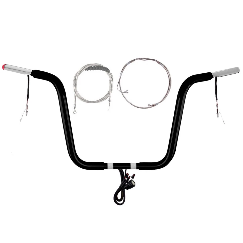 Kit de barras Wild 1 502 2014-2016 precableadas negras 12" Harley Road King 1/4" con ABS Foto 1 de 2