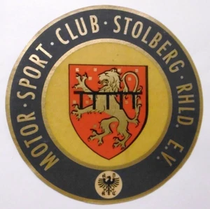 Werbe-Aufkleber Motor Sport Club Stolberg Rhld. e.V. im ADAC MTC Oldtimer 70er - Bild 1 von 2