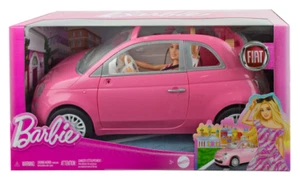 Barbie Puppe & Fiat 500 Fahrzeug Spielset, Modepuppe mit rosa Spielzeugauto & Zugang - Bild 1 von 2
