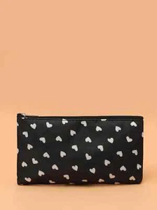 White Heart Pattern Makeup Bag Cosmetic Organizer Toiletries Bag Makeup - Picture 1 of 4