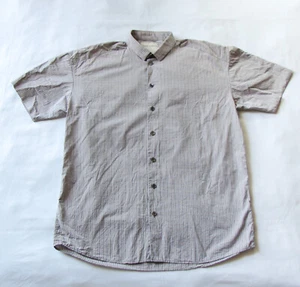 Men's Stephan Schneider Cloud Gray Short Sleeve Button Up Check Shirt L - XL - Picture 1 of 7