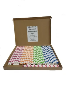 SUMTASA SHARP END STRAWS Biodegradable Paper Drinking Straws 28 Pack,12X210mm - Picture 1 of 1