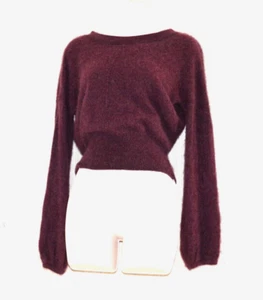 Pullover recortado London Kaye cachemir borgoña cuello barco mujer talla:XL - Imagen 1 de 3