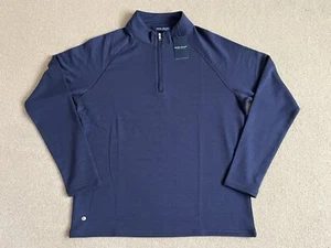 Pullover Peter Millar Crown Hecho a Mano Flex Cuarto Cremallera - Azul Marino - M - Nuevo con Etiquetas - Imagen 1 de 14