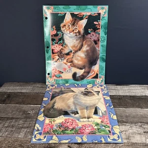 Set of 2 Vtg Mead Sophisticats Cat Portfolio Folders Vivian Boswell Kittens Cat - Picture 1 of 6