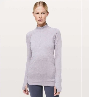Lululemon Restless 1/2 拉链套衫薰衣草灰色长袖尺寸 2 运动休闲 — 第 1/4 张图片
