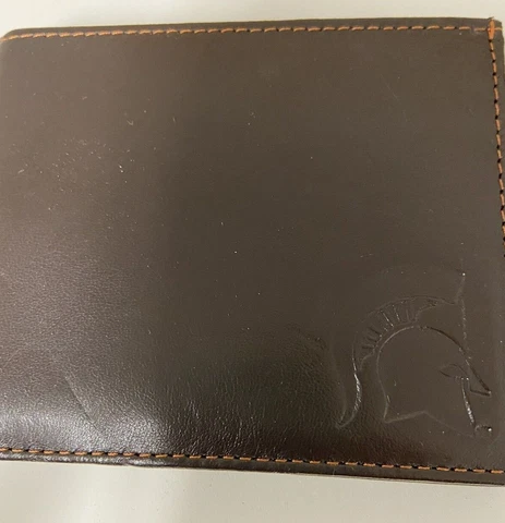 Michigan State Spartans Embossed Leather Bi-Fold Men's Wallet With RFID Blocking Cover