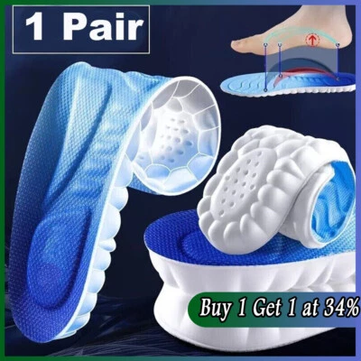 4D Sports Shoes Insoles Super Soft for Feet Shock Absorption Baskets Shoe Soles