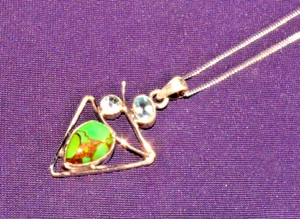 Collar, Colgante Cobre-Turquesa Y Topacio Azul + Cadena Plata 3,7g 30x20x6mm - Imagen 1 de 4