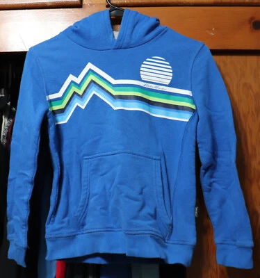 Eddie Bauer Pullover Sudadera con Capucha Sol Sobre Montañas Azul Niños Jóvenes Pequeño YS Talla 7/8 Foto 1 de 4