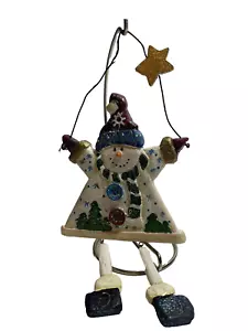 Ceramic Snowman Dangle Legs Hanging Christmas Tree Ornament - Picture 1 of 7