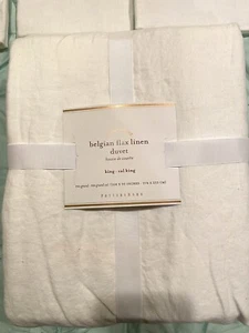 Keramikscheune belgische Flachsleinen KÖNIGSBETTDECKE WEISS ELFENBEIN rot $ 399 passend - Bild 1 von 2