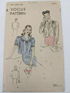 Chaqueta de cama pequeña vintage años 50 con patrón Vogue 5310 - Imagen 1 de 3