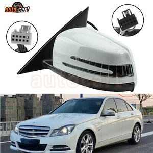White Left Driver Side Mirror For 2010-2014 Mercedes-Benz C250 C300 C350 C63 AMG - Foto 1 di 12