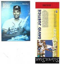 David Justice 1991 Silver Star Authentic Card with Ticket