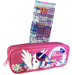 Auténticos lápices de madera mágica unicornio con licencia de 12 piezas con bolsa de lápiz rosa - Imagen 1 de 3