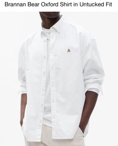 NEW Gap Mens Brannon Long Sleeve Oxford Shirt White L /XL Bear - Picture 1 of 3