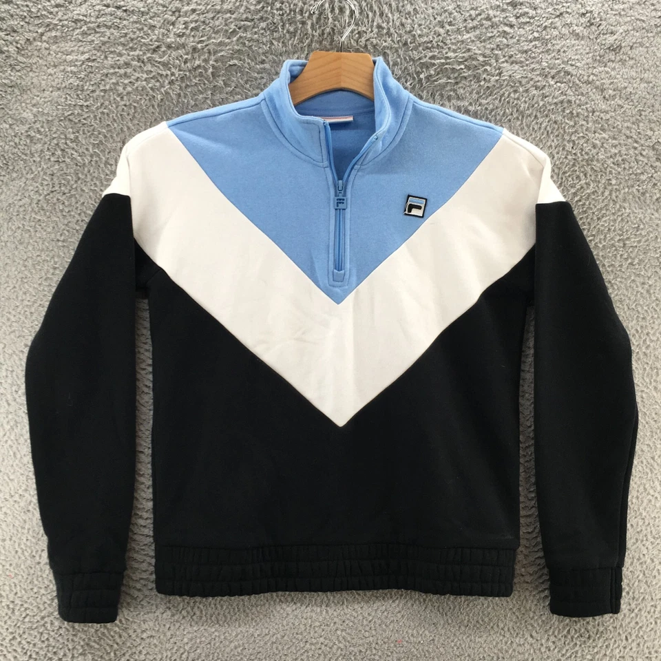 Fila 1 /4 Zip Sweatshirt Womens S White Black Blue Long Sleeve Pullover Casual - Image 1 of 4
