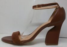 Halston Heritage Mandi Embossed Brown Leather/Suede Sandal Sz 9M MSRP $365