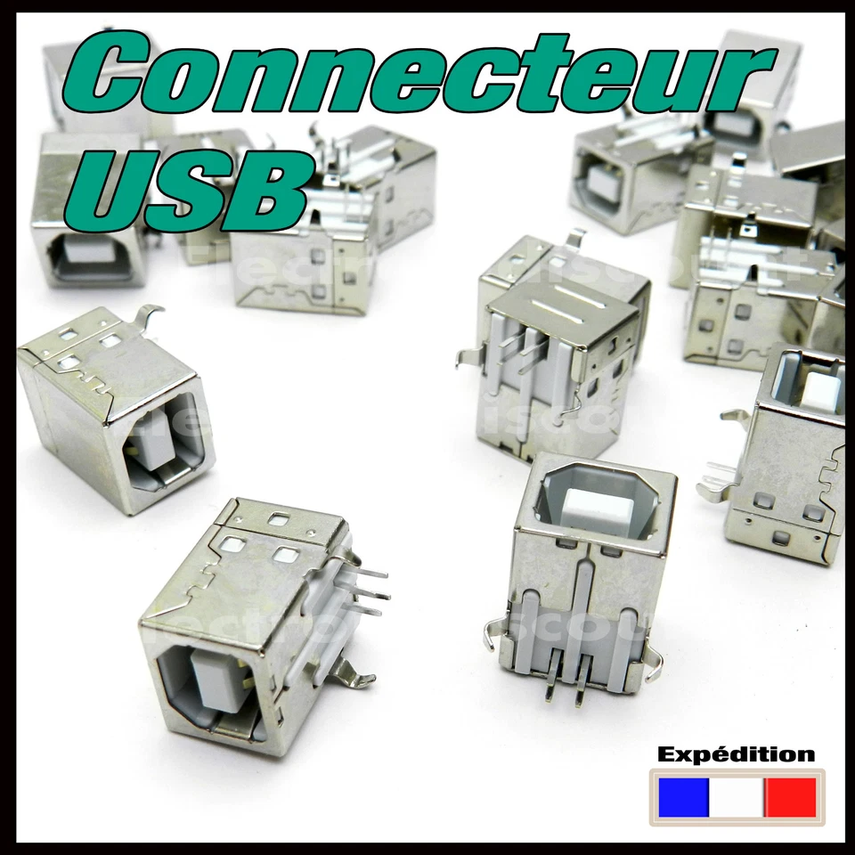 941B # 5 à 20 pcs connecteur USB B femelle à 90°