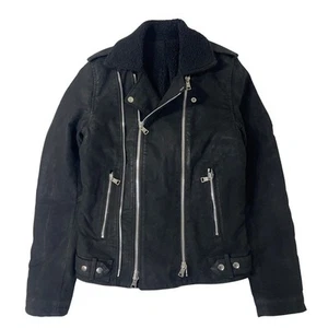 Balmain Cotton Double Riders Jacket Black Boa Lining Used Size A3 - Picture 1 of 9