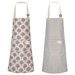 Confezione 2 Grembiuli Con 2 Tasche Per Donna Uomo Lino Morbido Regolabile Bavaglino Cucina C... - Foto 1 di 6