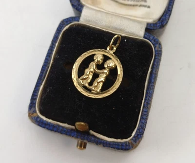 Dije colgante vintage de gemelos Géminis de oro de 8k 8ct estampado 333 no 9k (1,1 g) Foto 1 de 4