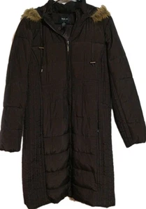 Style & Co. Hooded Woman Jacket Coat Brown Faux Fur Trim Size S - Picture 1 of 9