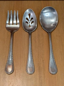 Oneida BELMONT LYONS Seil Edelstahl 3tlg. Servierset Löffel Gabel Set - sehr guter Zustand - Bild 1 von 9